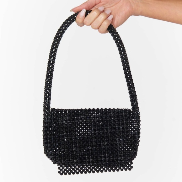 Show Me Your MuMu Bowie Black Beaded Purse Mini Square Shoulder Bag - Picture 1 of 9
